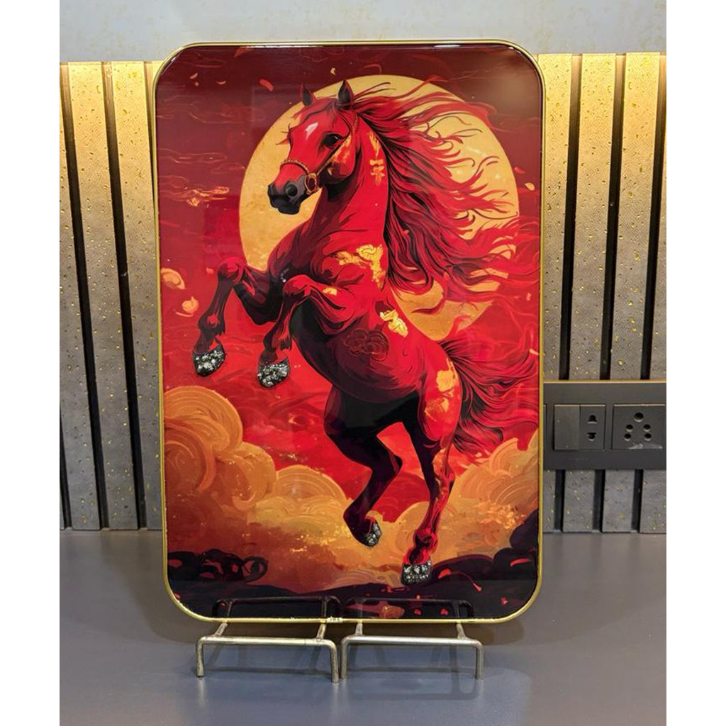 Vastu Red Horse Resin Wall Art