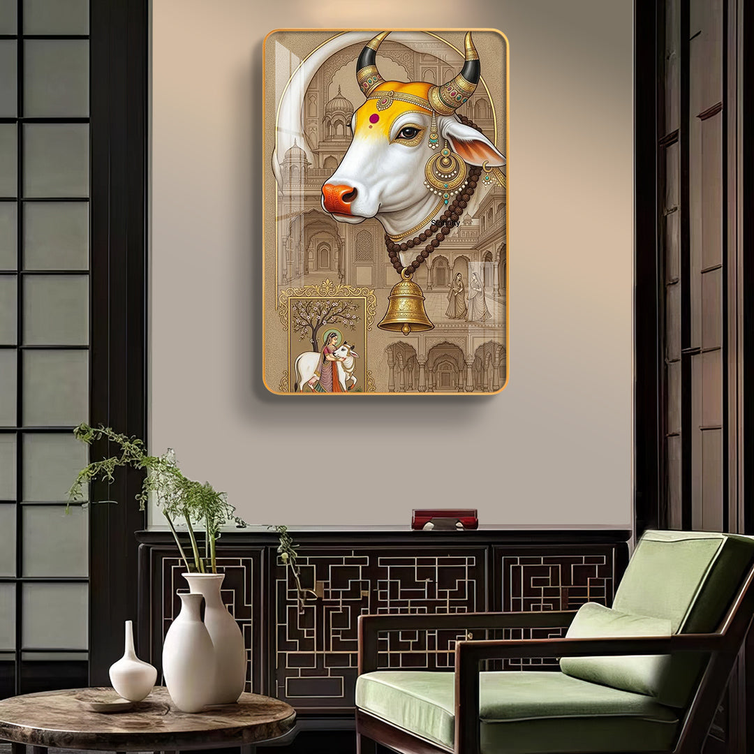 Majestic Kamdhenu Royal Heritage Vertical Resin Wall Art