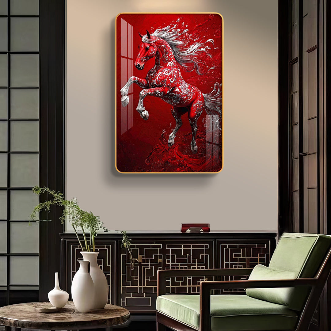 Vastu Red Horse Resin Wall Art