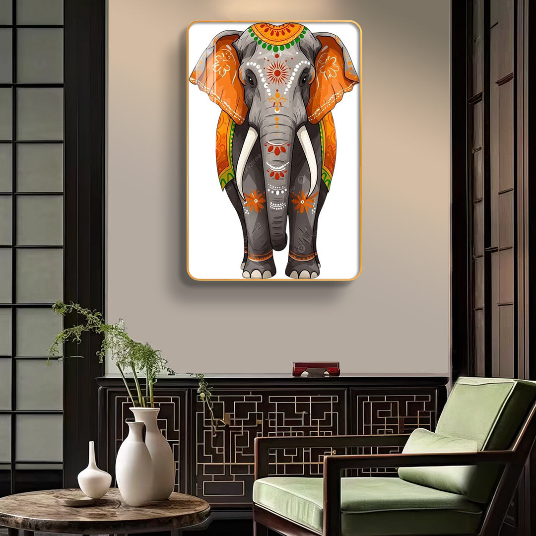 Shubh Gajraj Royal Festival Elephant Vertical Resin Wall Art