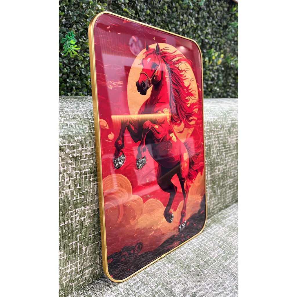 Vastu Red Horse Resin Wall Art
