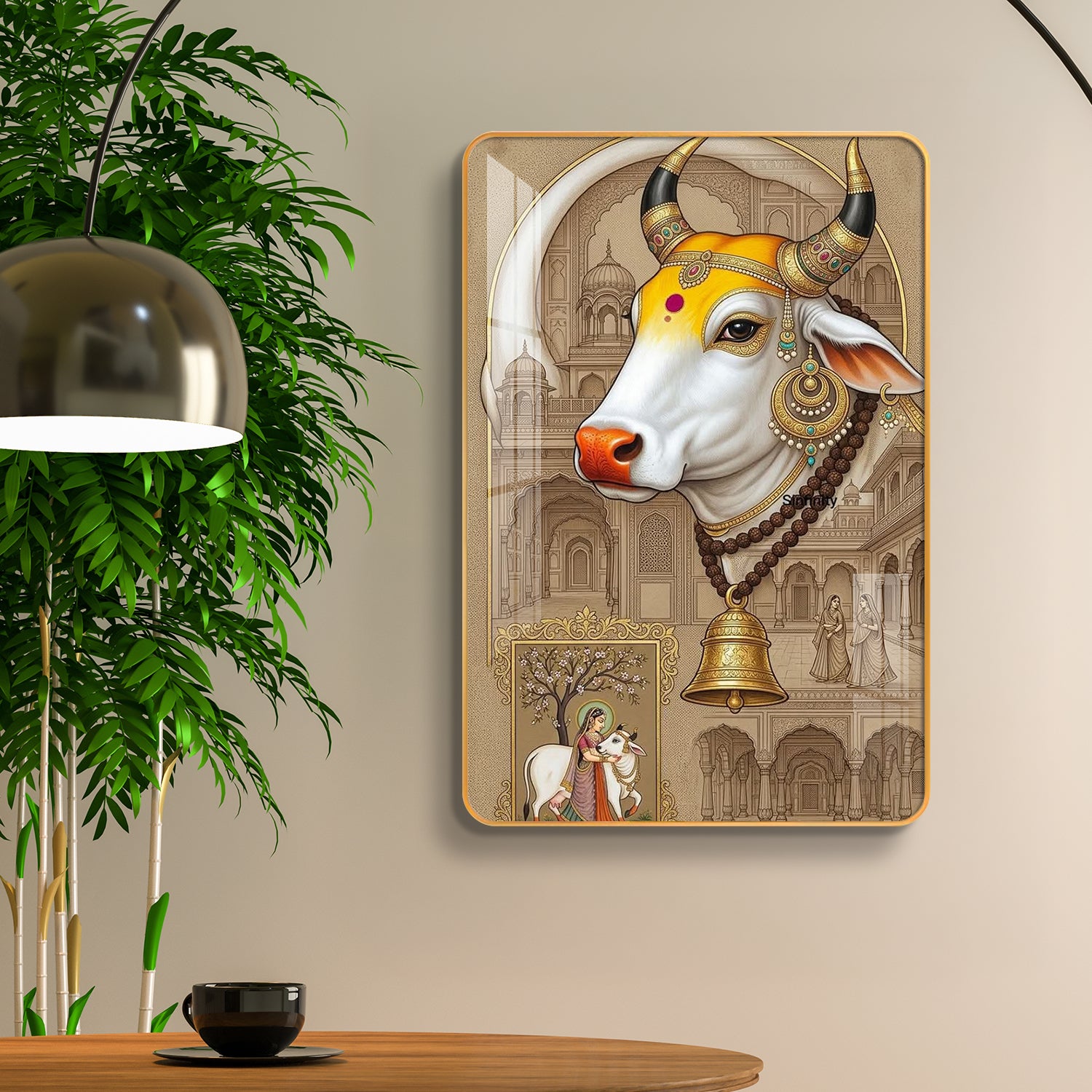 Majestic Kamdhenu Royal Heritage Vertical Resin Wall Art