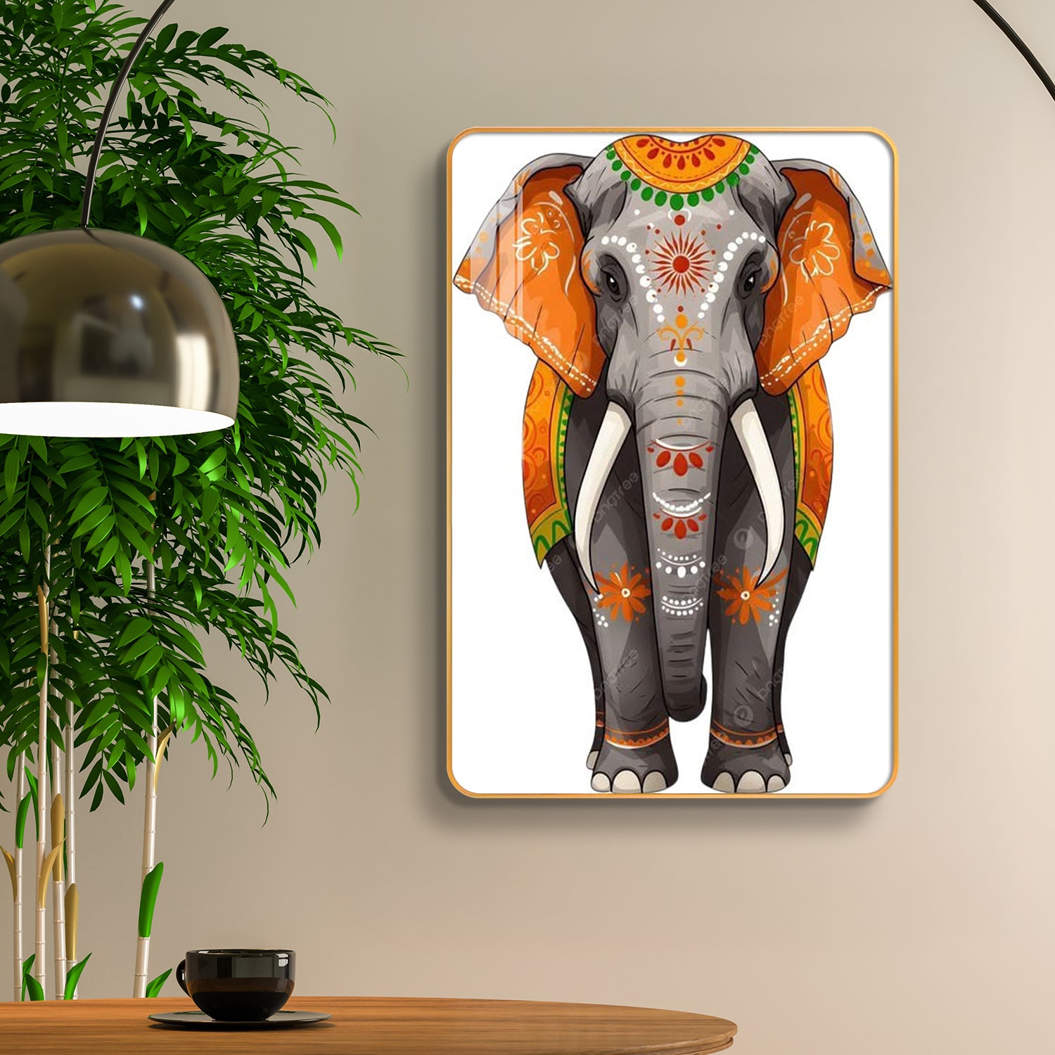 Shubh Gajraj Royal Festival Elephant Vertical Resin Wall Art