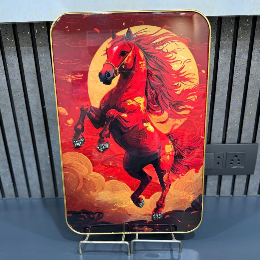 Vastu Red Horse Resin Wall Art