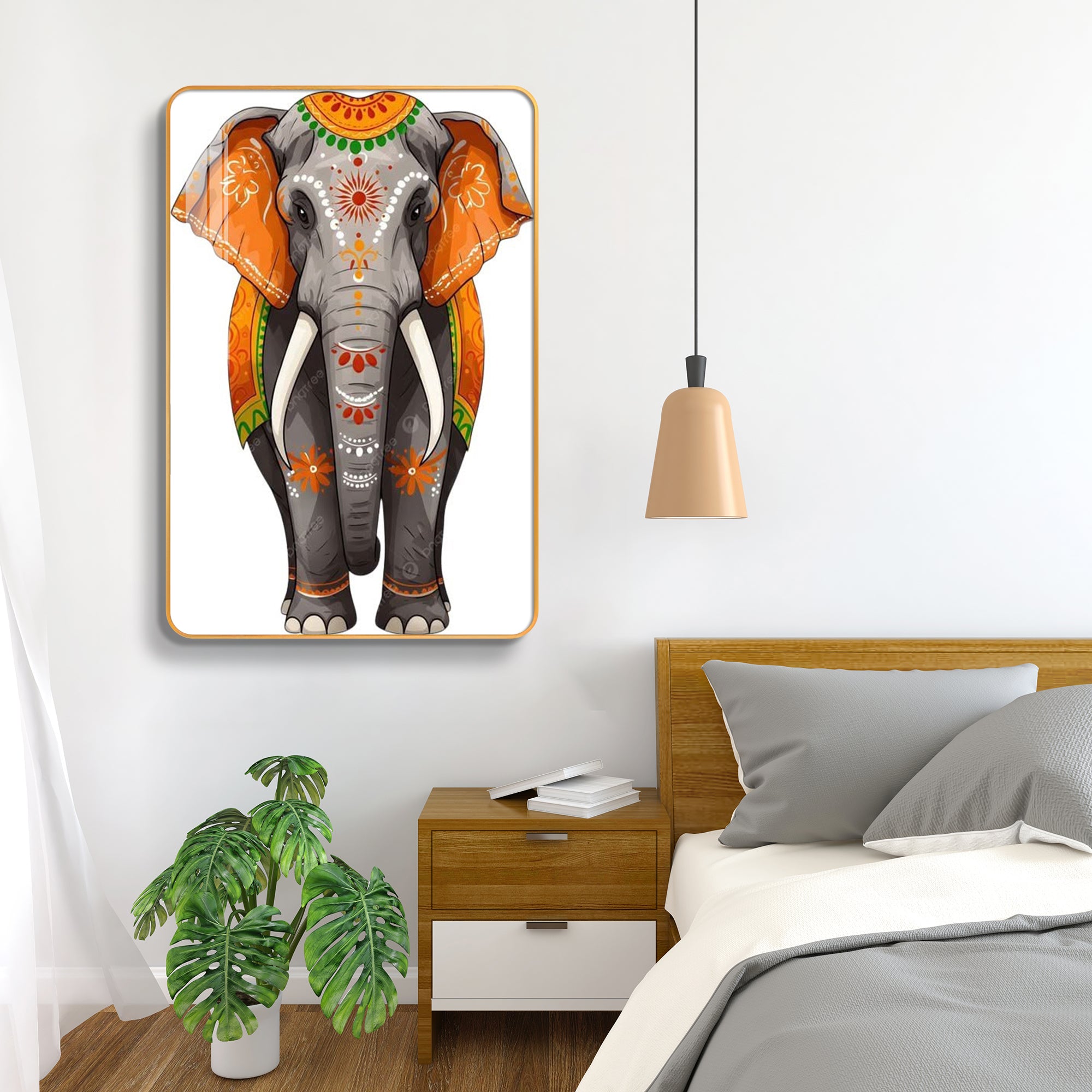 Shubh Gajraj Royal Festival Elephant Vertical Resin Wall Art