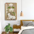 Shubh Kamdhenu Cow & White Lotus Vertical Resin Wall Art