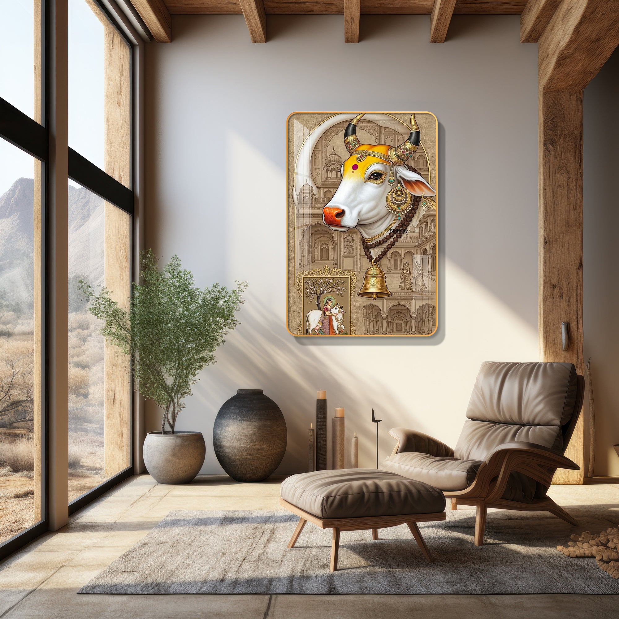 Majestic Kamdhenu Royal Heritage Vertical Resin Wall Art