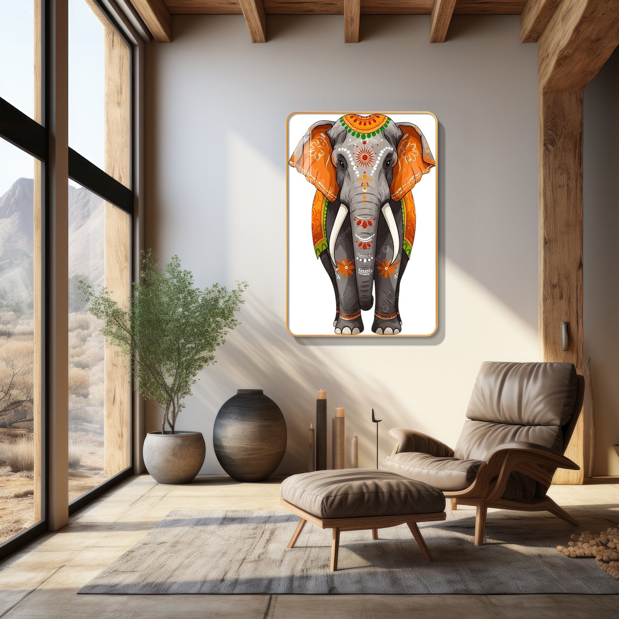 Shubh Gajraj Royal Festival Elephant Vertical Resin Wall Art