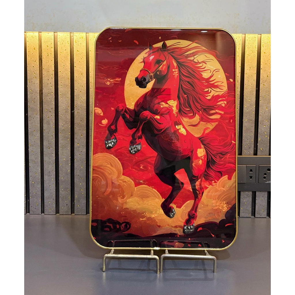 Vastu Red Horse Resin Wall Art