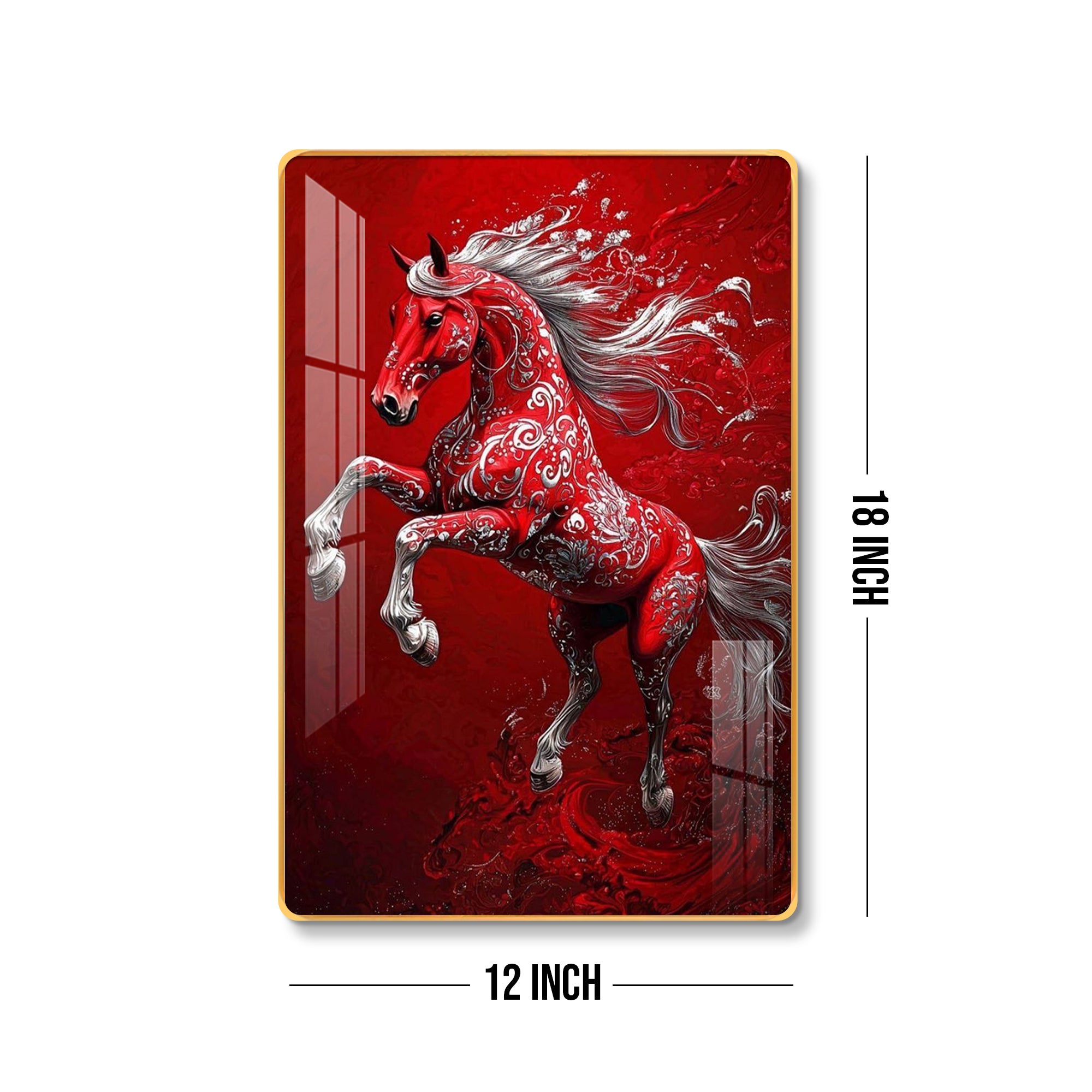 Vastu Red Horse Resin Wall Art