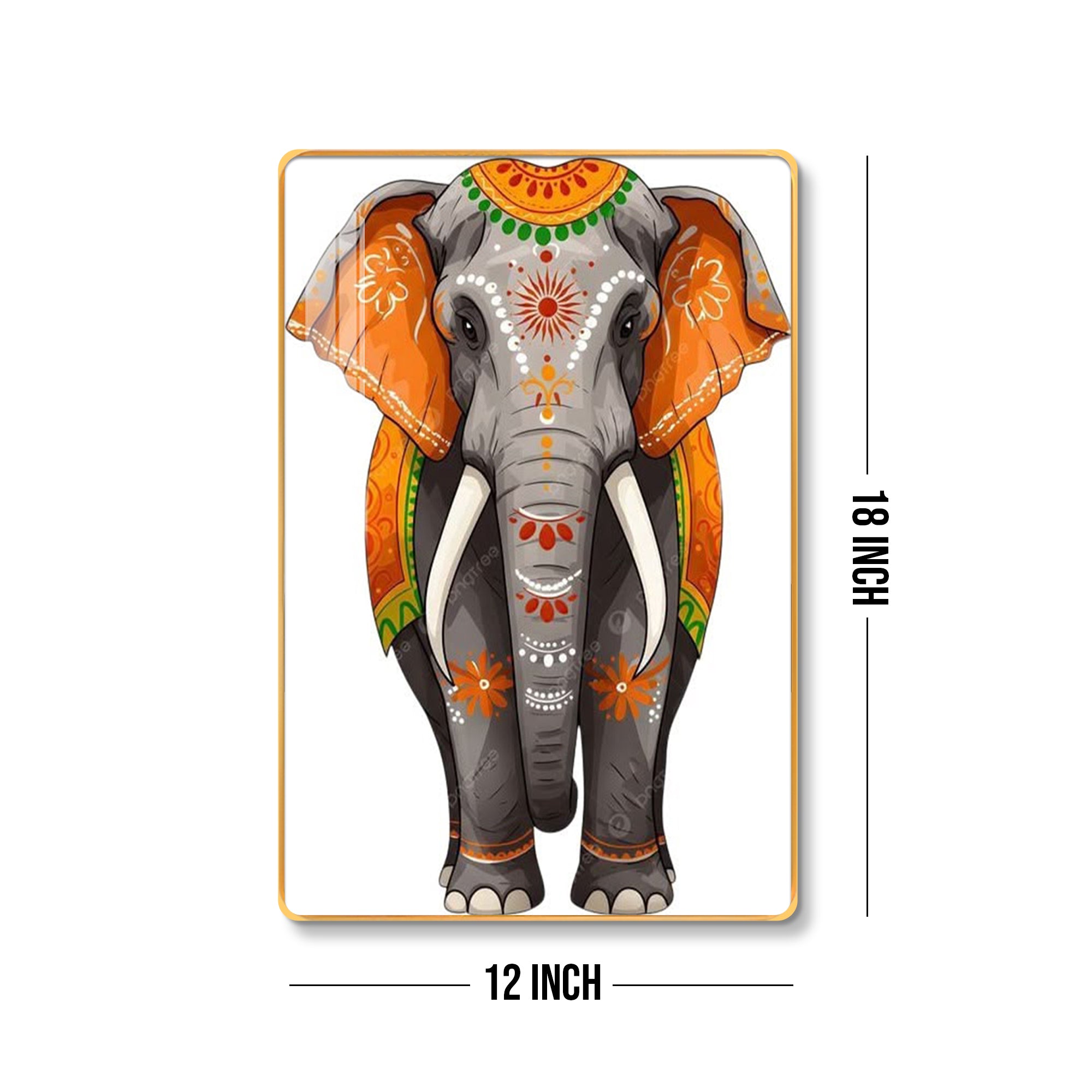 Shubh Gajraj Royal Festival Elephant Vertical Resin Wall Art