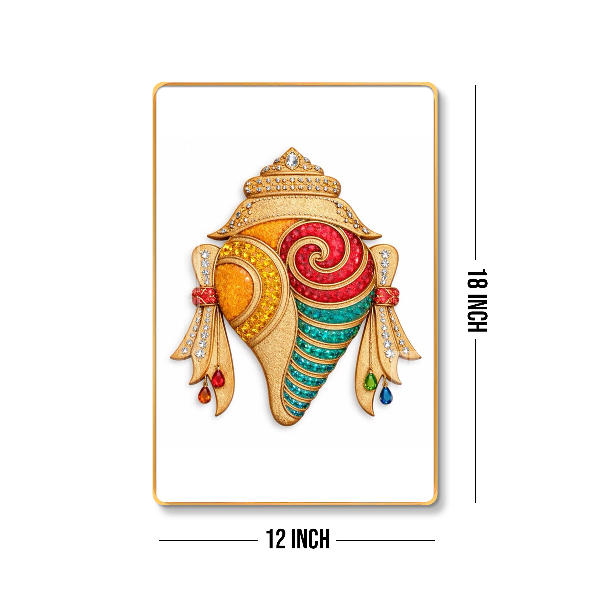 Sacred Vastu Shankh Divine Conch Shell Vertical Resin Wall Art