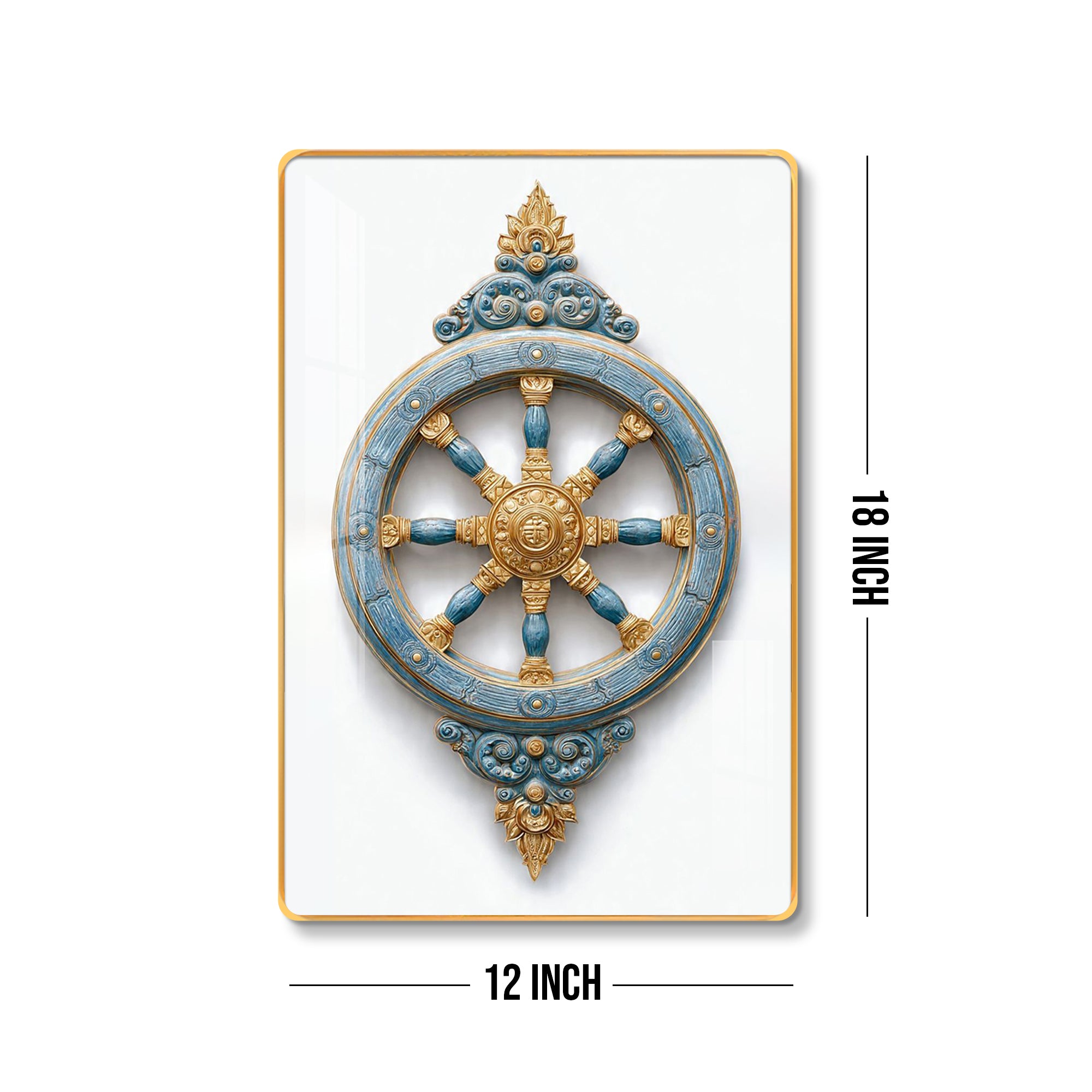 Sacred Dharmachakra Wheel of Dharma Vertical Resin Wall Art