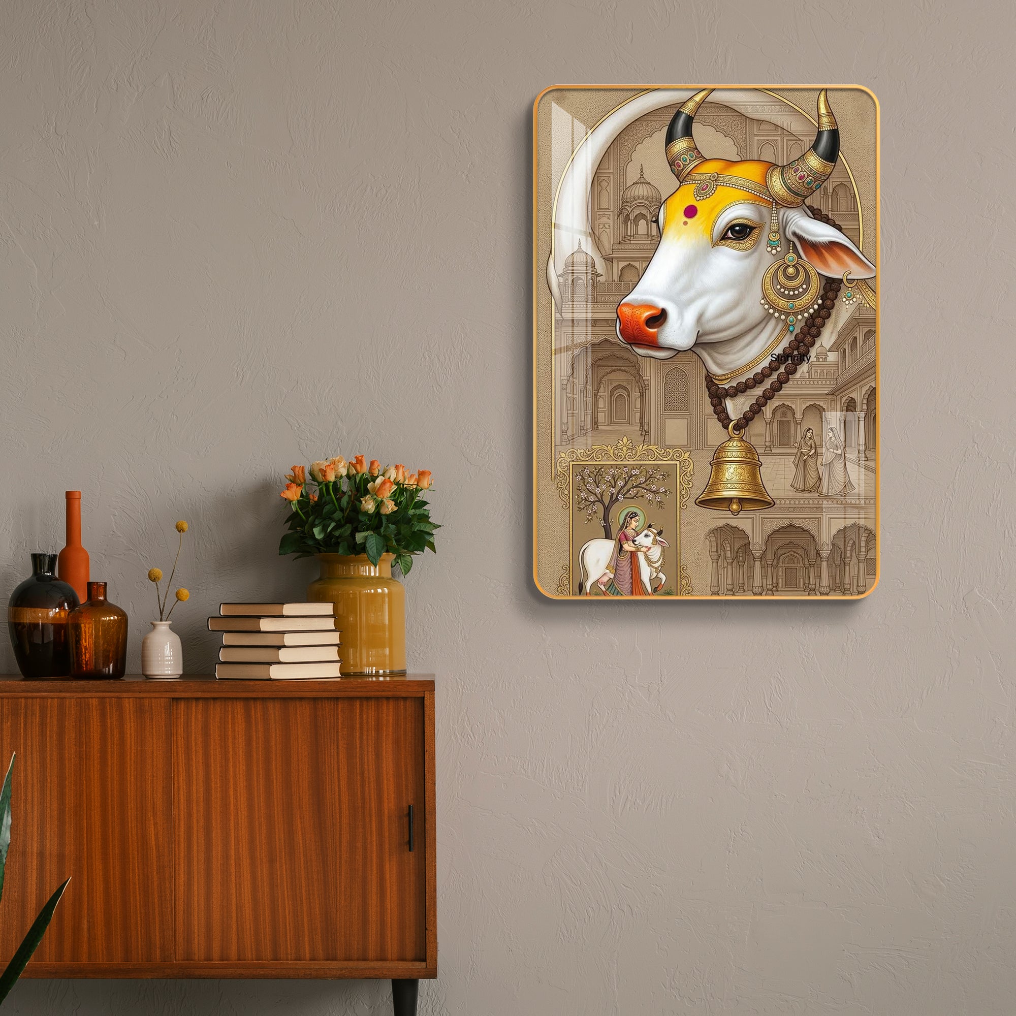 Majestic Kamdhenu Royal Heritage Vertical Resin Wall Art