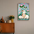 Divine Gau Mata & Calf Lotus Garden Vertical Resin Wall Art