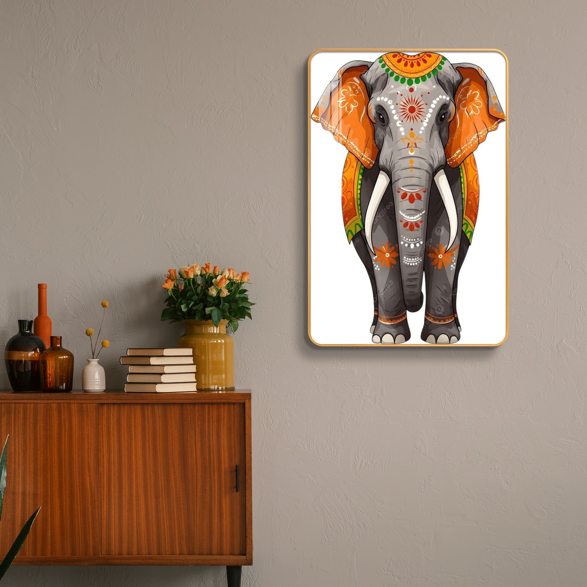 Shubh Gajraj Royal Festival Elephant Vertical Resin Wall Art